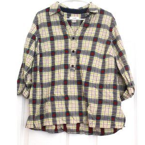 CJ Banks Novelty Apple Print Tunic Embroidered Folk Cottagecore Fall Green